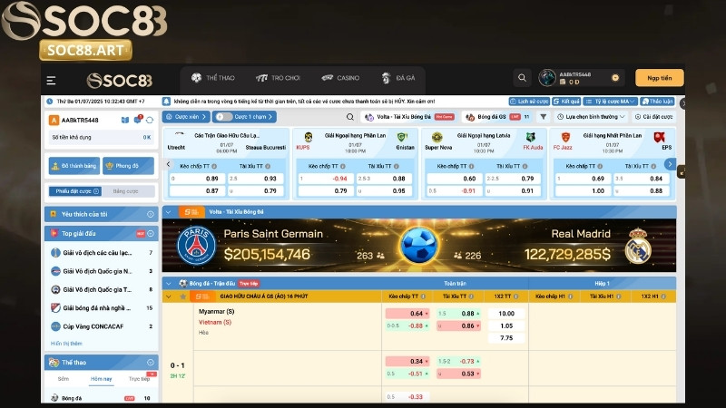 Các thể loại kèo bóng SOC88